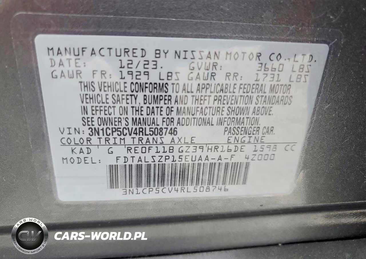 2024 Nissan Kicks Sv VIN:3N1CP5CV4RL508746 - 13