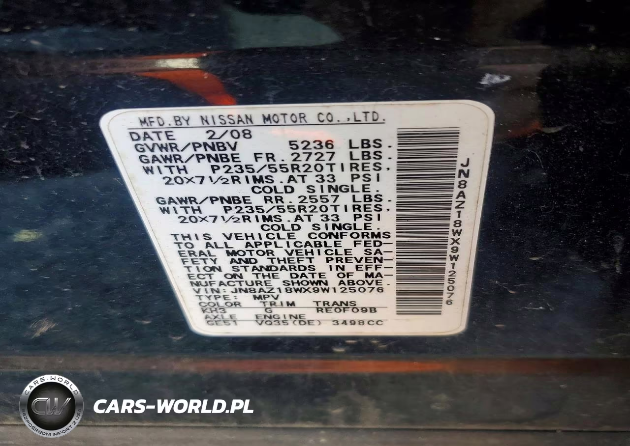 2009 Nissan Murano S-Sl-Le VIN:JN8AZ18WX9W125076 - 13