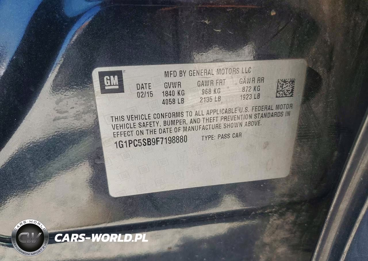 2015 Chevrolet Cruze Lt VIN:1G1PC5SB9F7198880 - 12