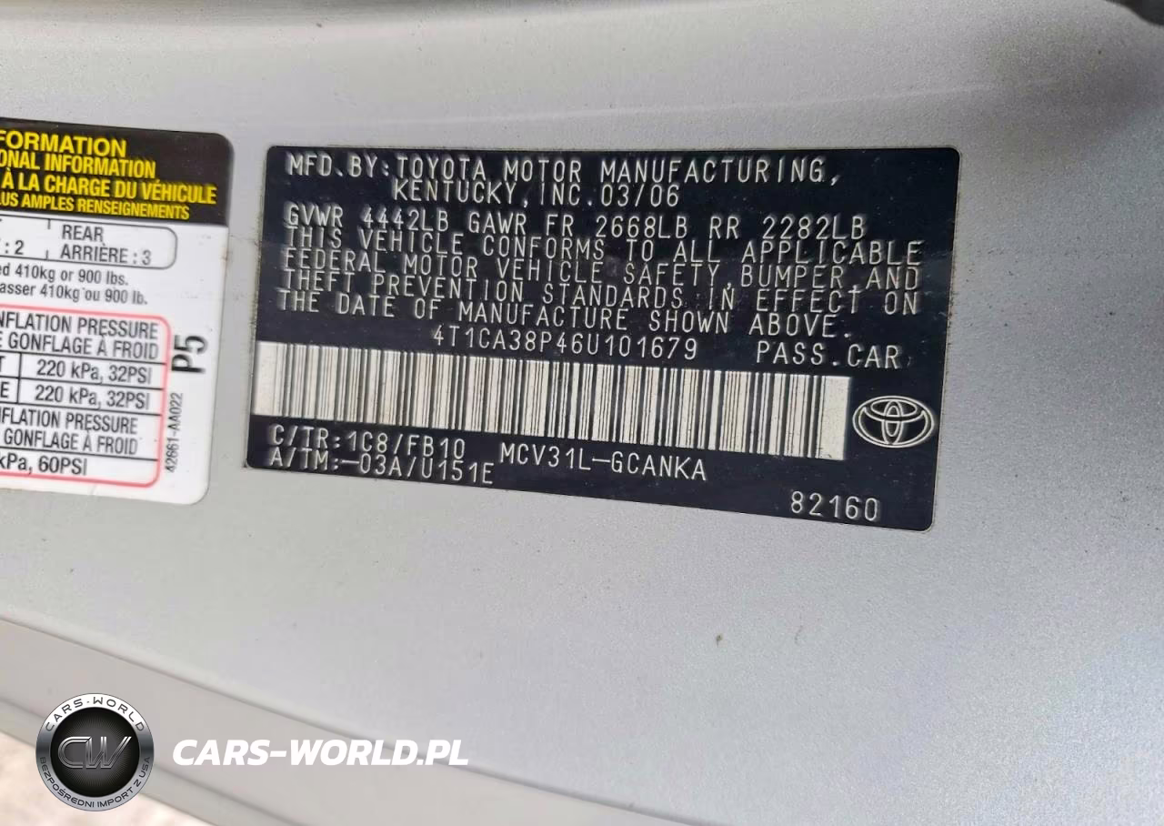 2006 Toyota Camry Solara Se V6 VIN:4T1CA38P46U101679 - 12