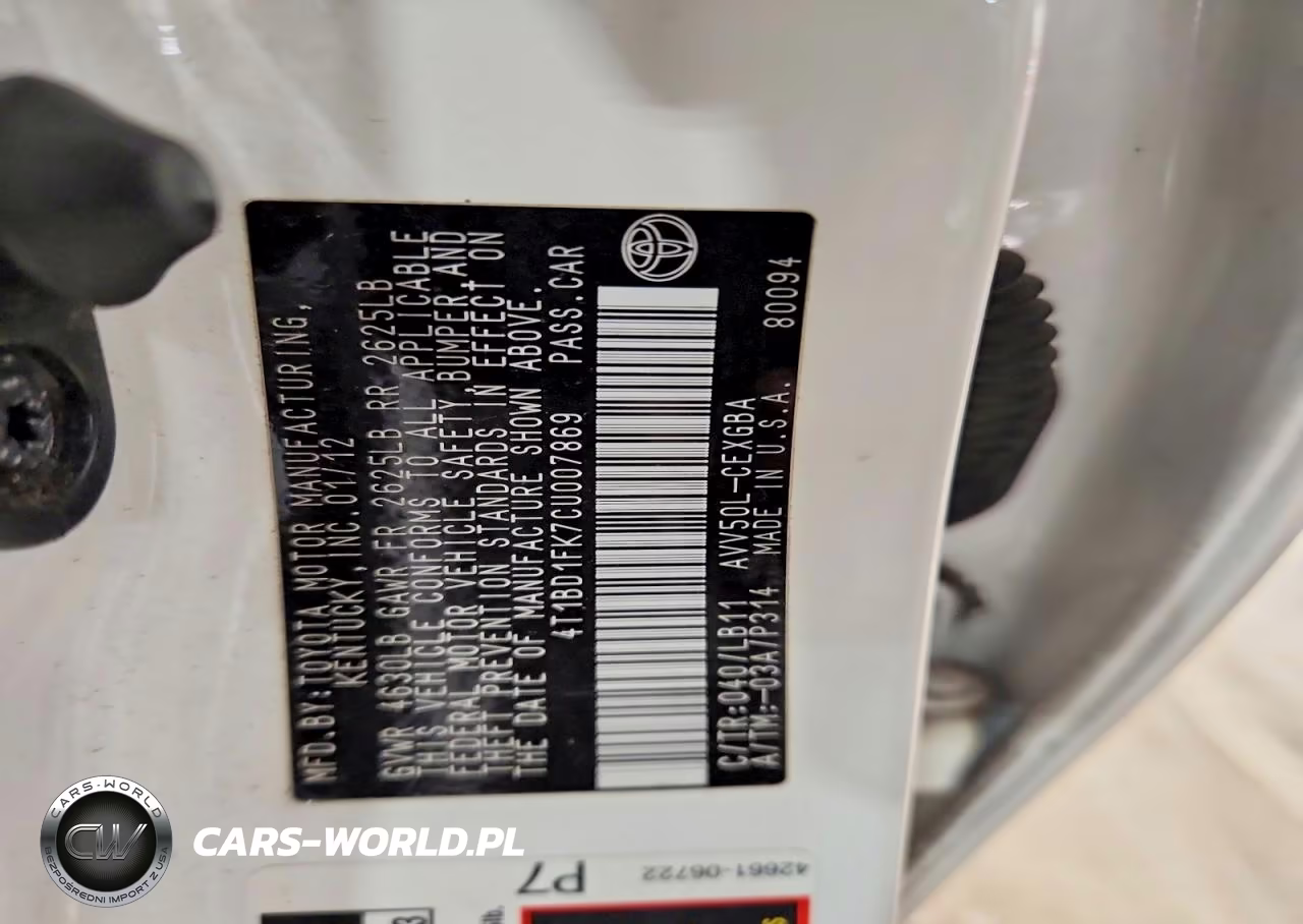 2012 Toyota Camry Hybrid Xle VIN:4T1BD1FK7CU007869 - 12