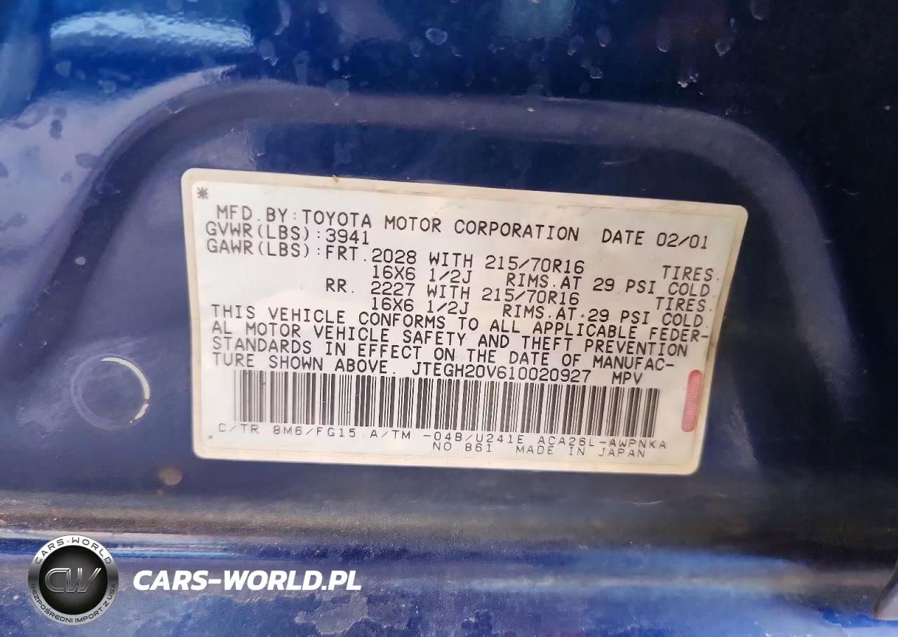 2001 Toyota Rav4 Base VIN:JTEGH20V610020927 - 13