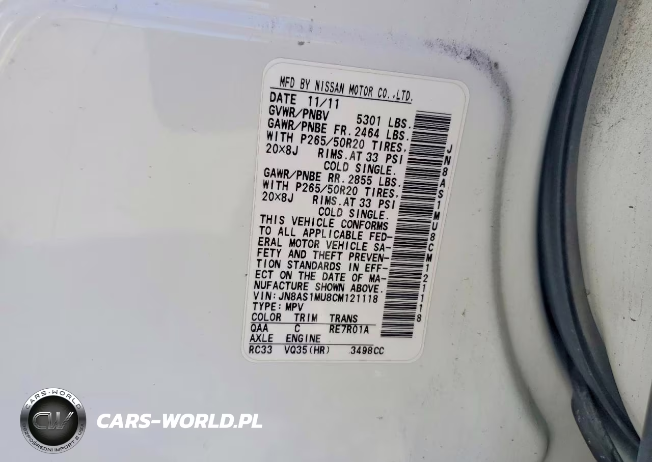 INFINITI FX35 VIN:JN8AS1MU8CM121118 - 12