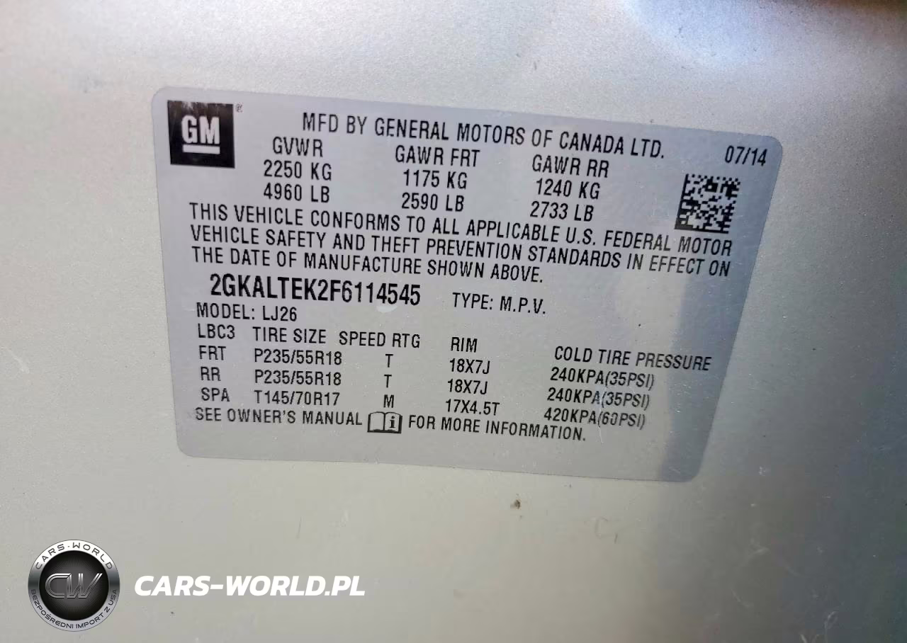 2015 GMC Terrain Slt VIN:2GKALTEK2F6114545 - 13