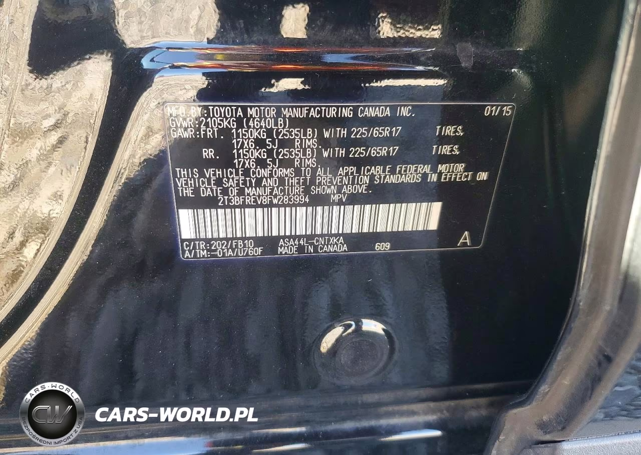 2015 Toyota Rav4 Le VIN:2T3BFREV8FW283994 - 14