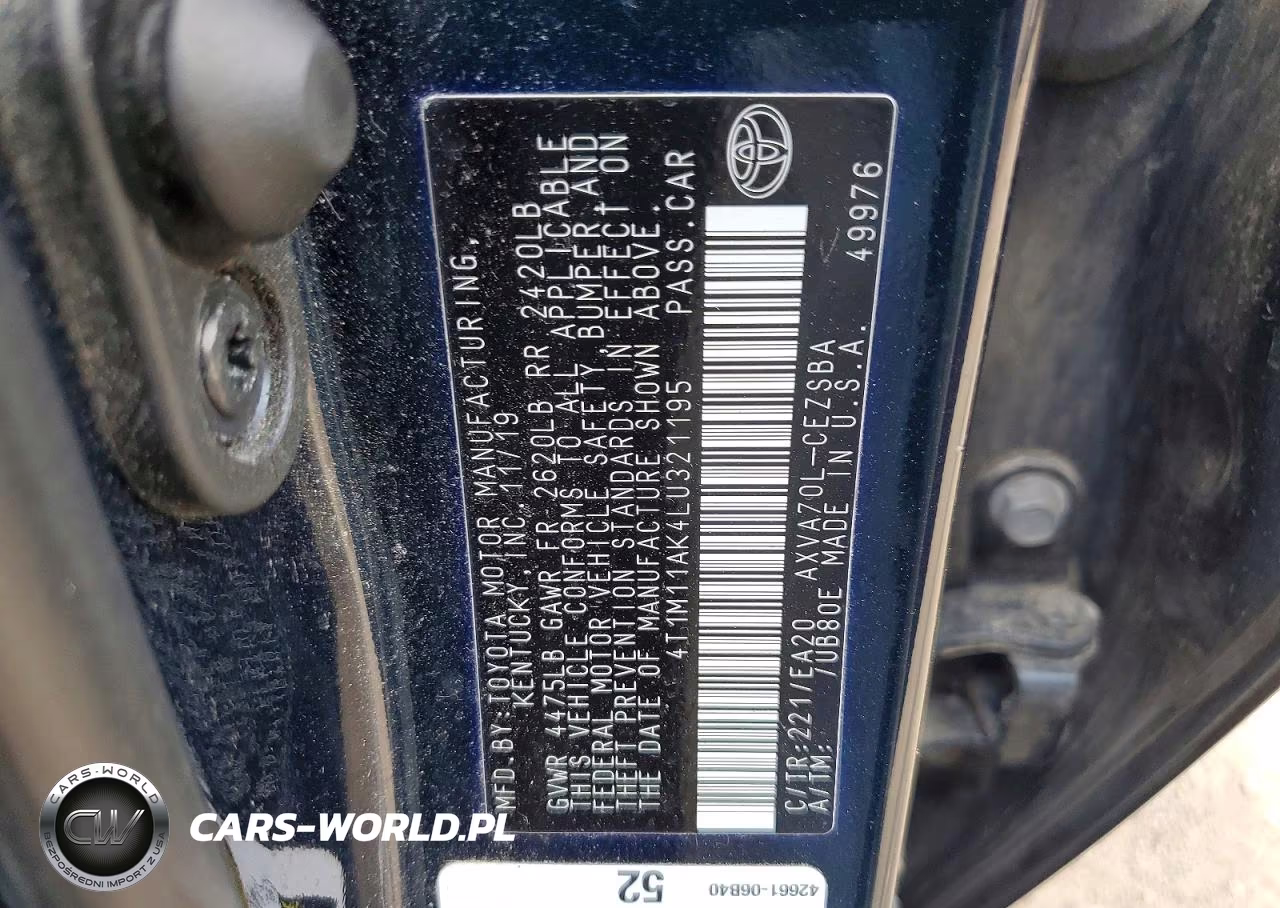 2020 Toyota Camry Se VIN:4T1M11AK4LU321195 - 12