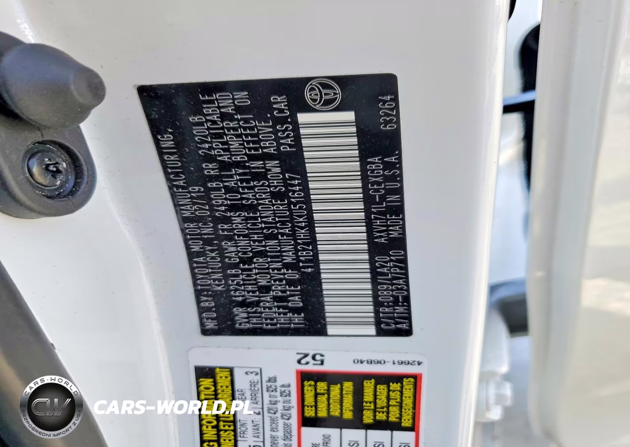 2019 Toyota Camry Hybrid Xle VIN:4T1B21HK4KU516447 - 12