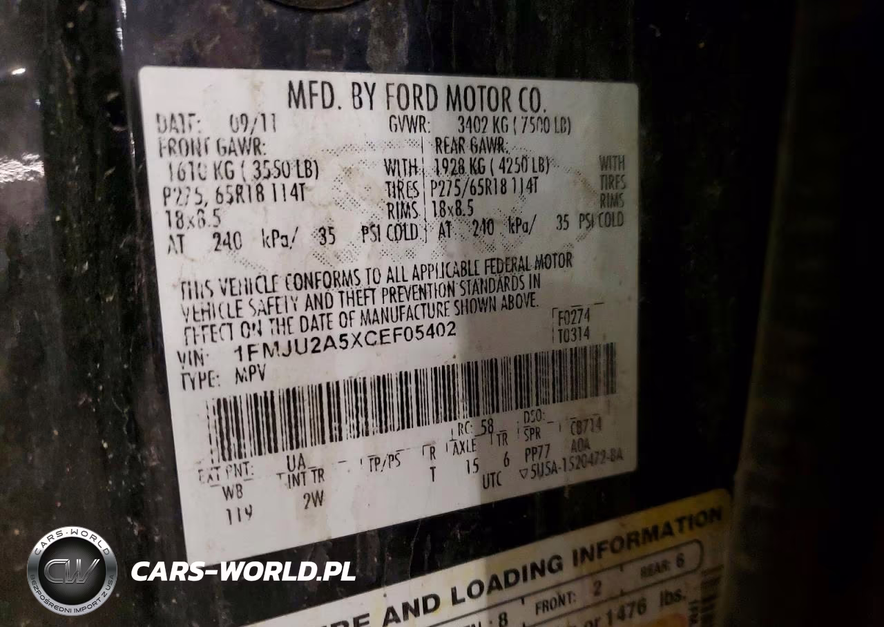2012 Ford Expedition Limited VIN:1FMJU2A5XCEF05402 - 13