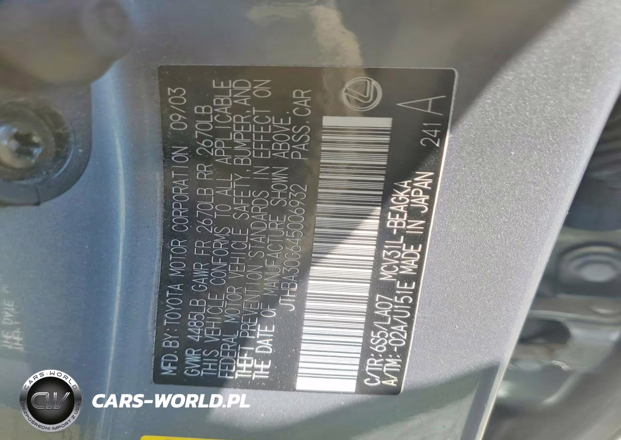 2004 Lexus Es 330 VIN:JTHBA30G645006932 - 12