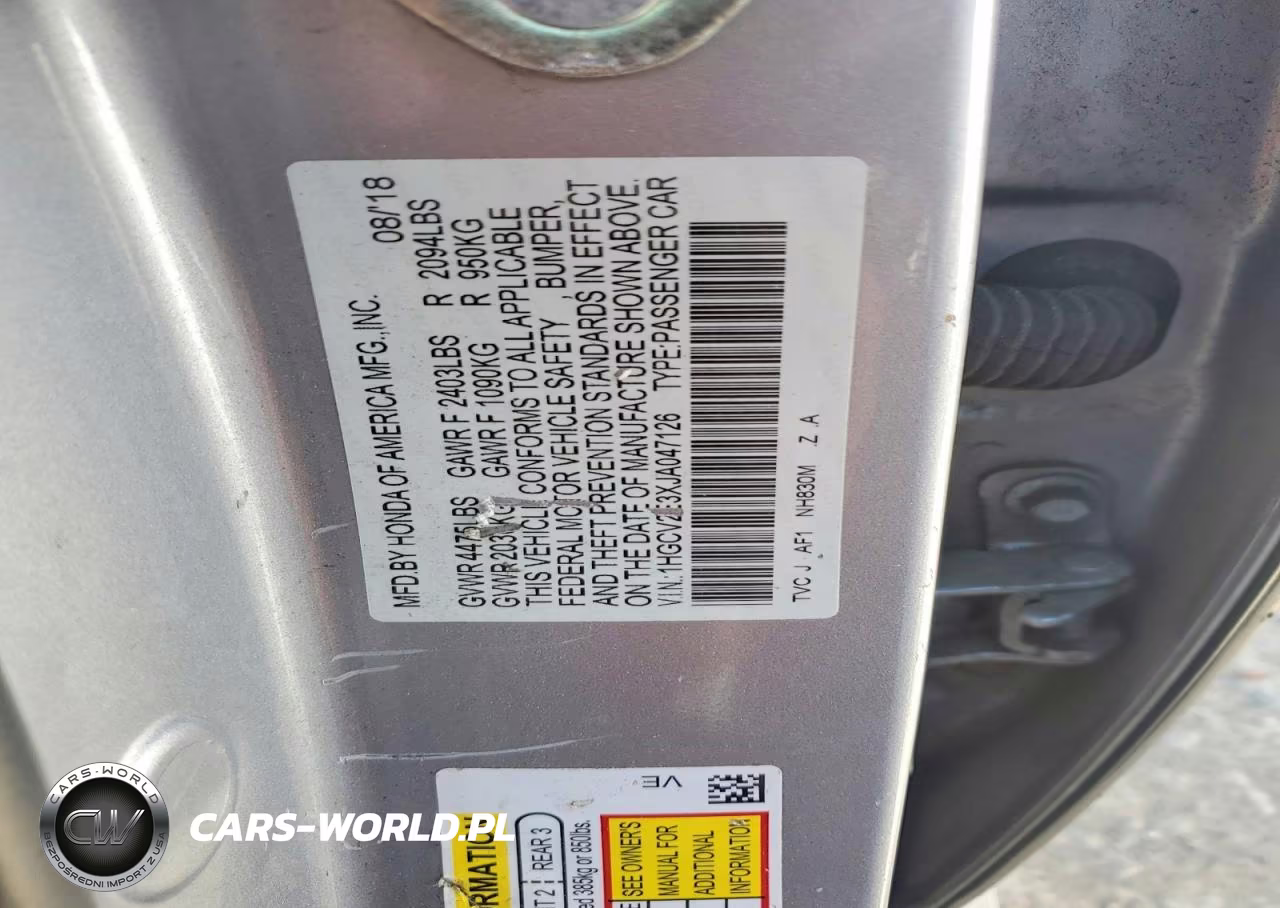 2018 Honda Accord Sport VIN:1HGCV2E3XJA047126 - 12