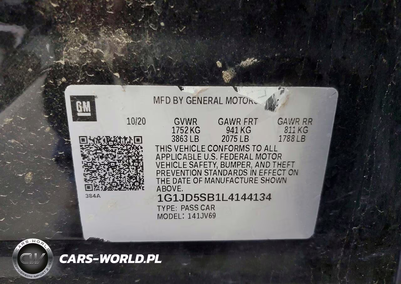 2020 Chevrolet Sonic Lt VIN:1G1JD5SB1L4144134 - 12