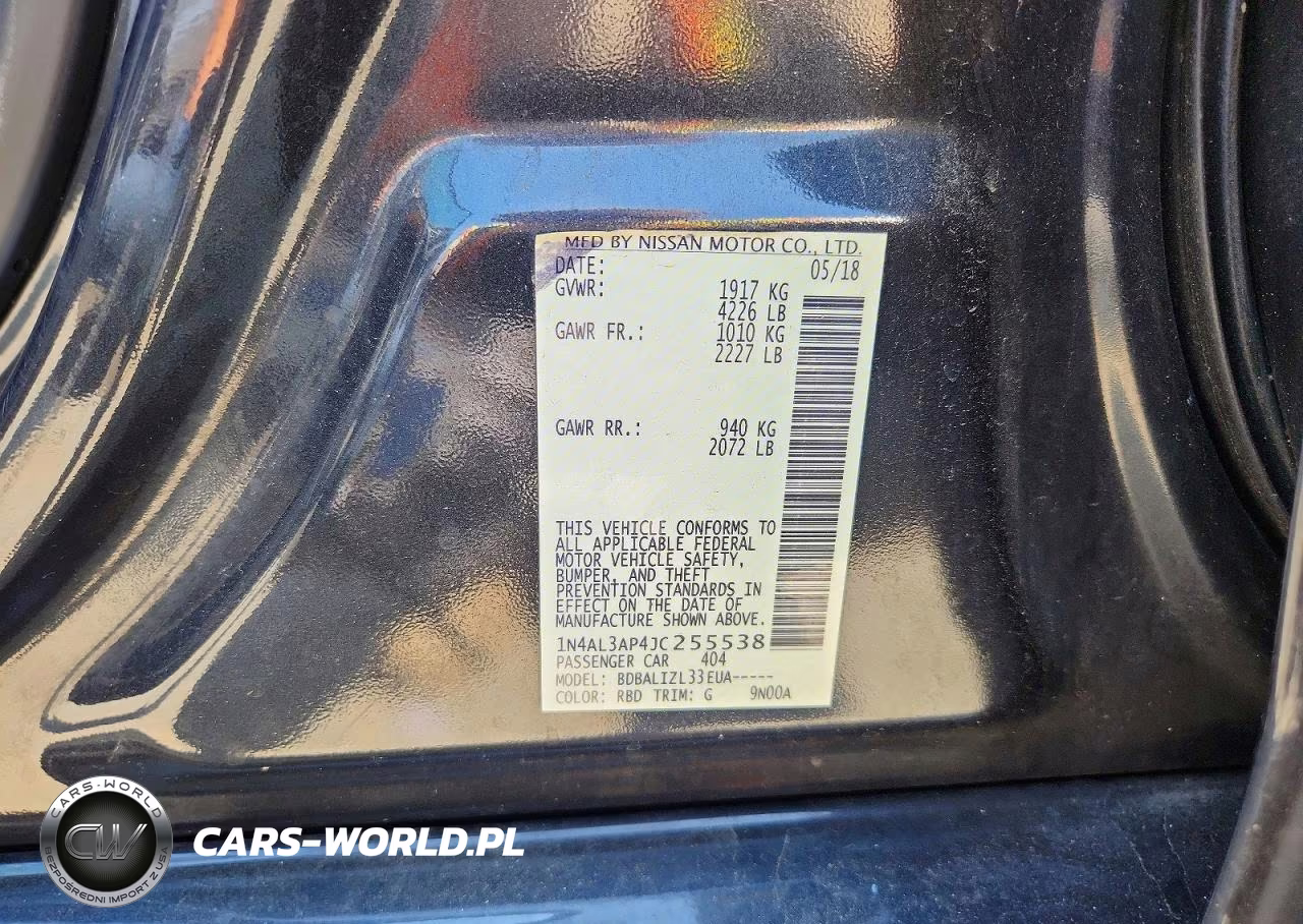 2018 Nissan Altima 2.5 Sv VIN:1N4AL3AP4JC255538 - 12