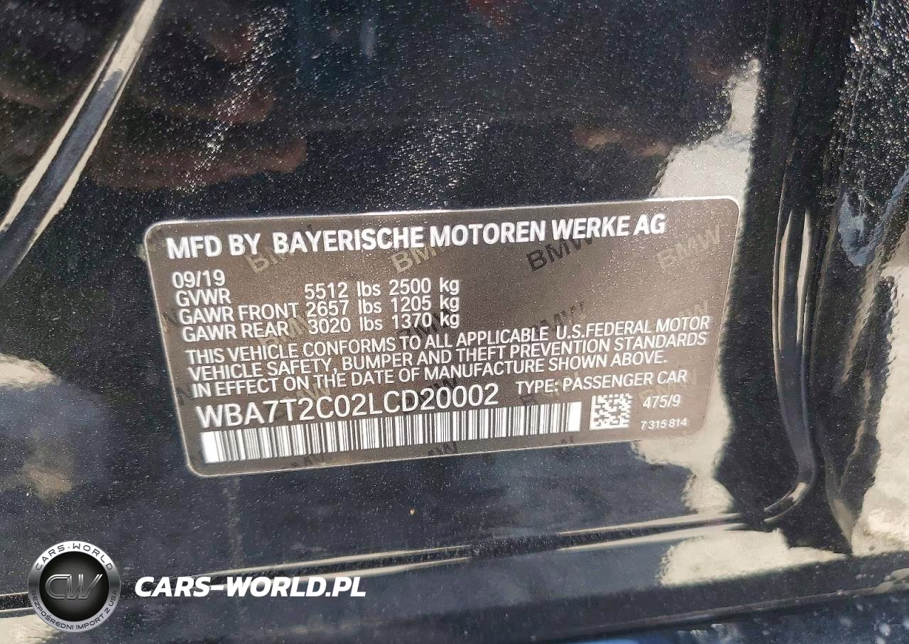 2020 BMW 740 I VIN:WBA7T2C02LCD20002 - 12