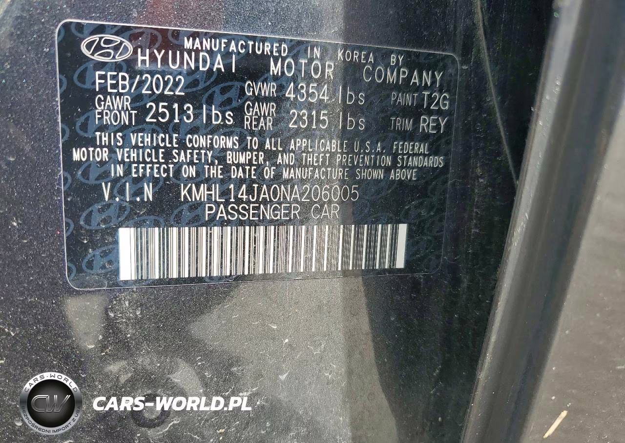 2022 Hyundai Sonata Sel VIN:KMHL14JA0NA206005 - 12