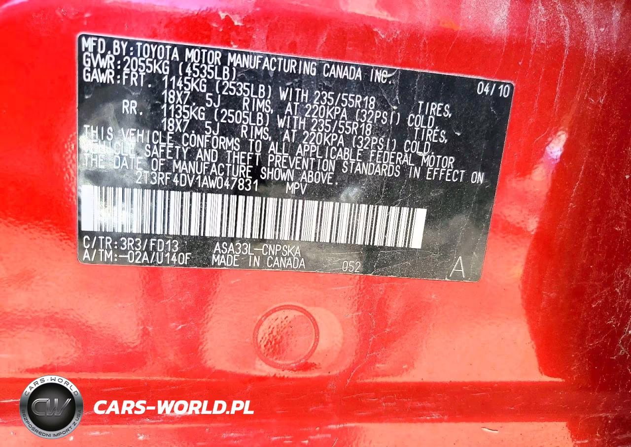 2010 Toyota Rav4 Sport VIN:2T3RF4DV1AW047831 - 13