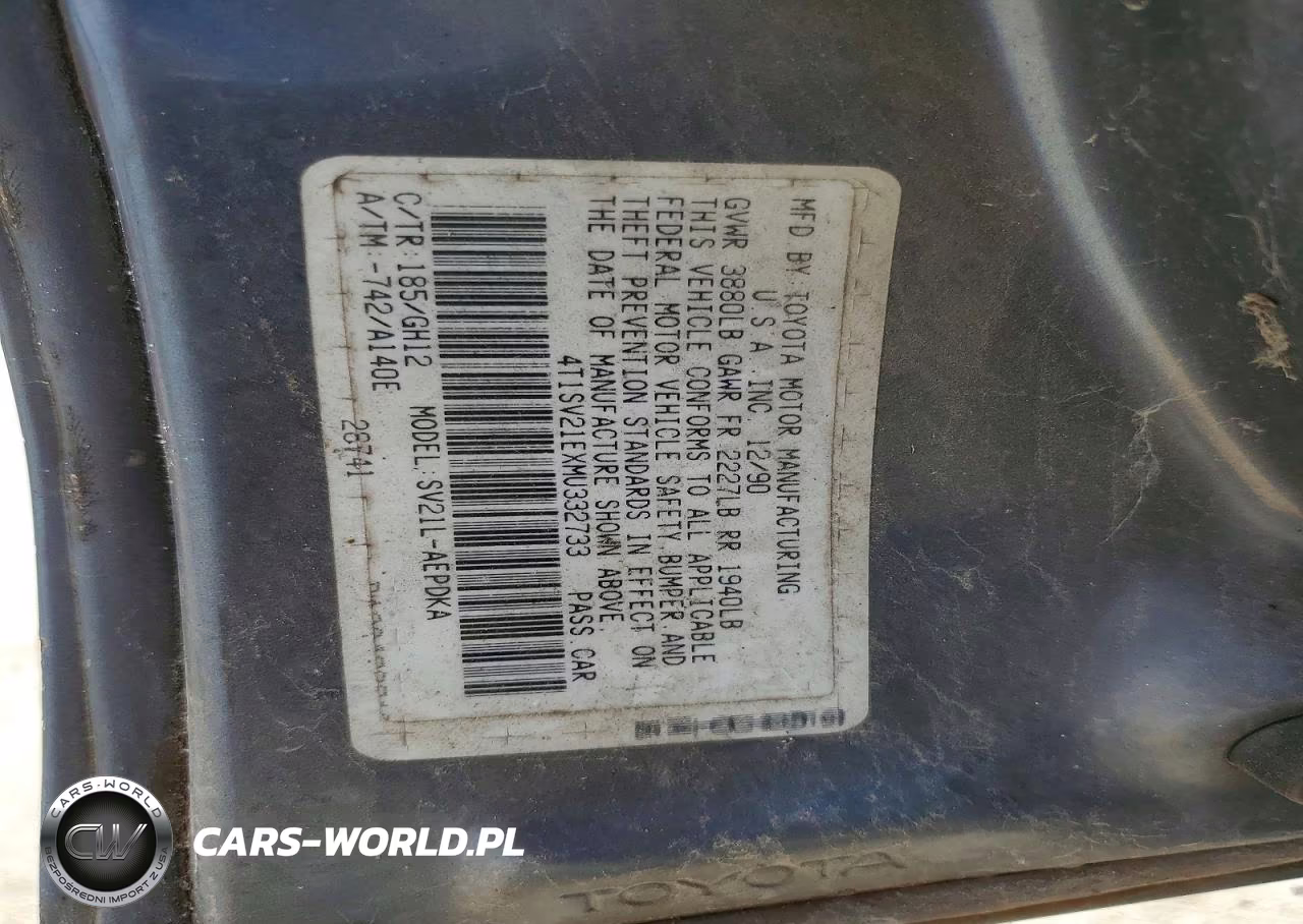 1991 Toyota Camry Dlx VIN:4T1SV21EXMU332733 - 12