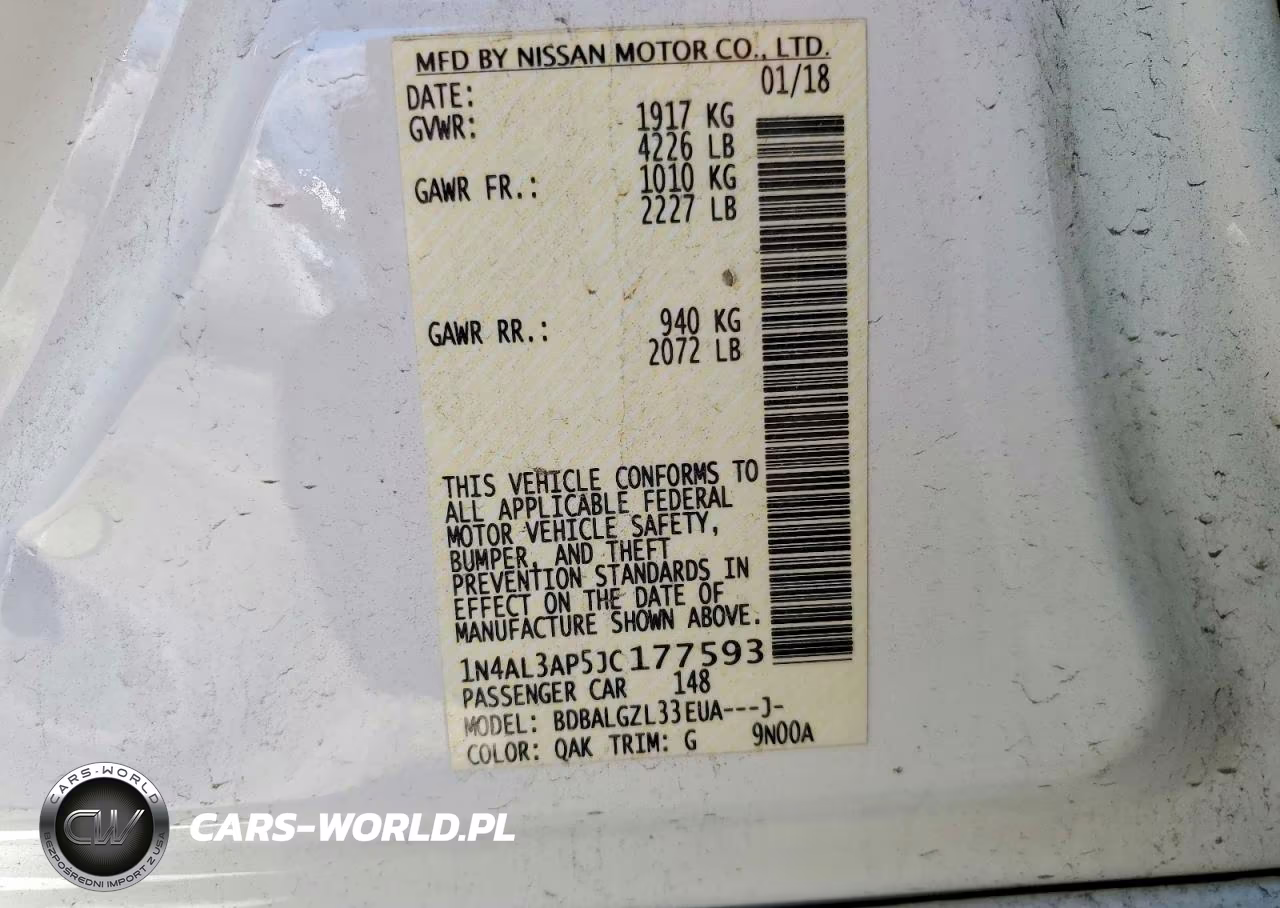 2018 Nissan Altima 2.5 S VIN:1N4AL3AP5JC177593 - 12
