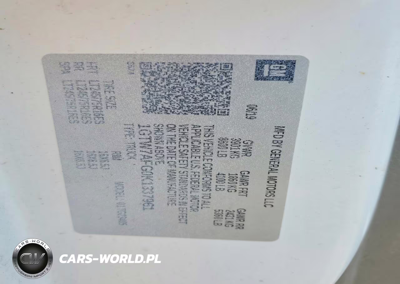 2019 GMC Savana G2500 VIN:1GTW7AFG0K1337961 - 13