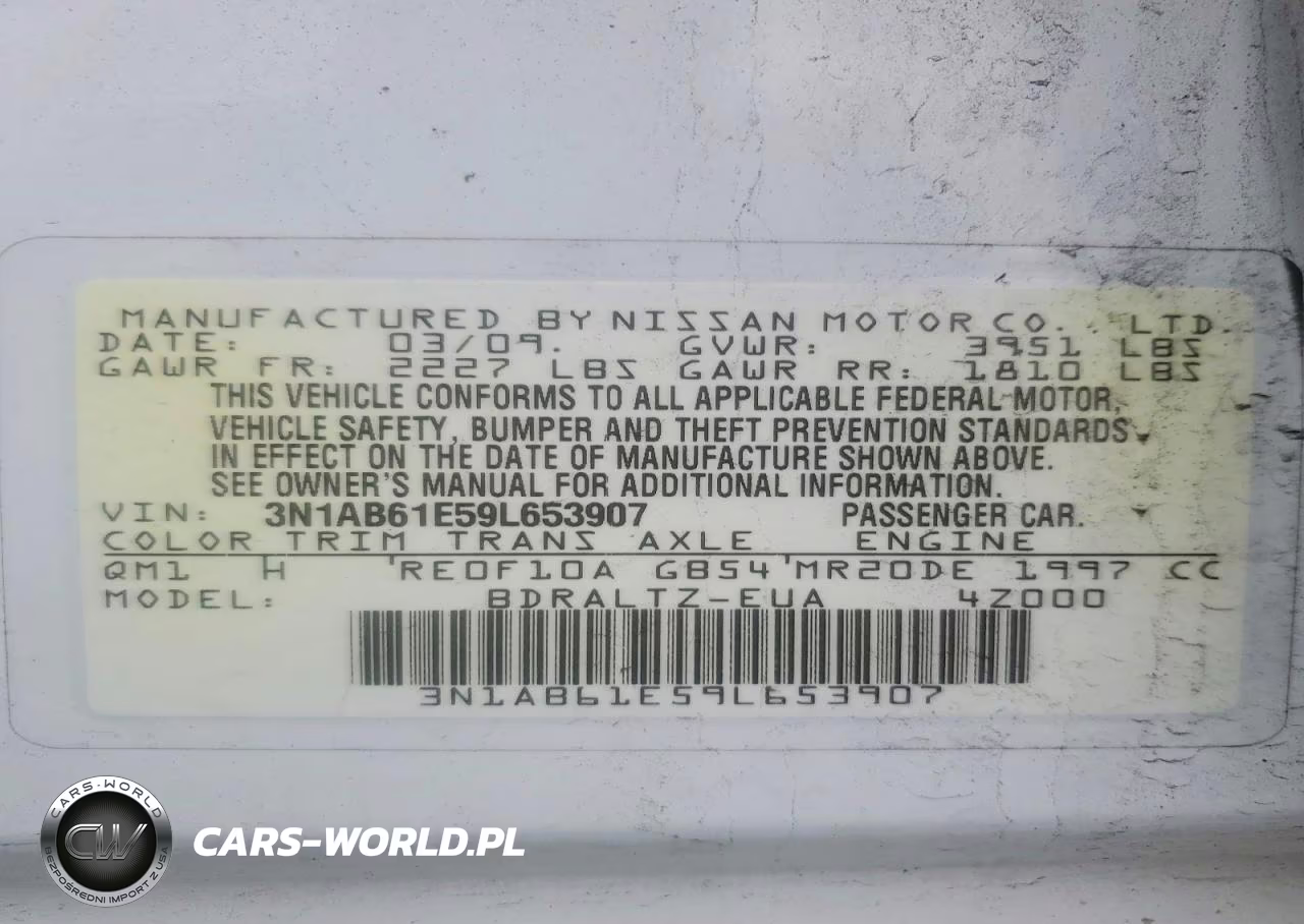 2009 Nissan Sentra 2.0 VIN:3N1AB61E59L653907 - 13