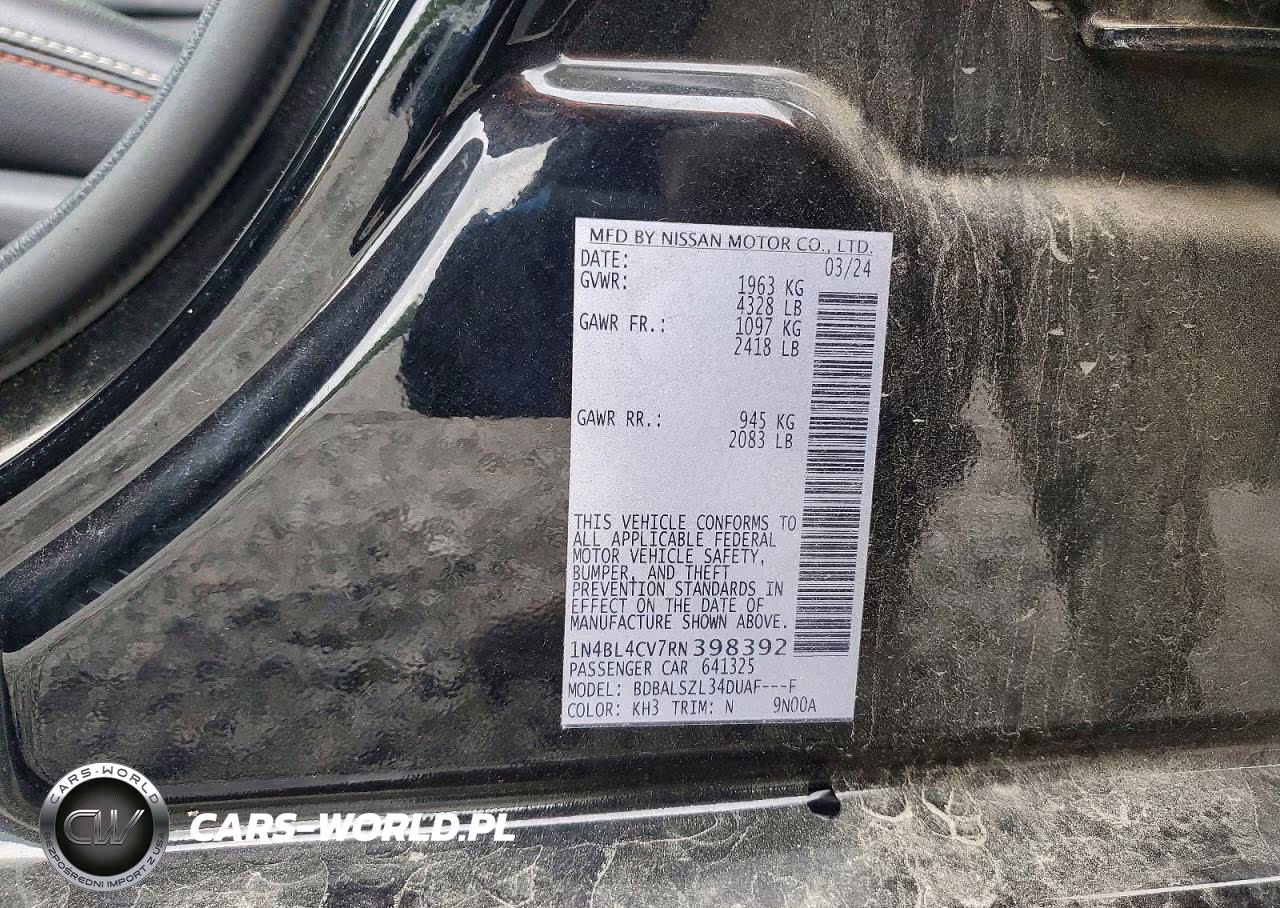 2024 Nissan Altima Sr VIN:1N4BL4CV7RN398392 - 12