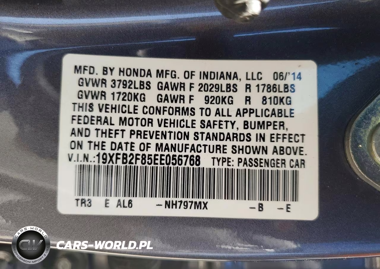 2014 Honda Civic Ex VIN:19XFB2F85EE056768 - 12