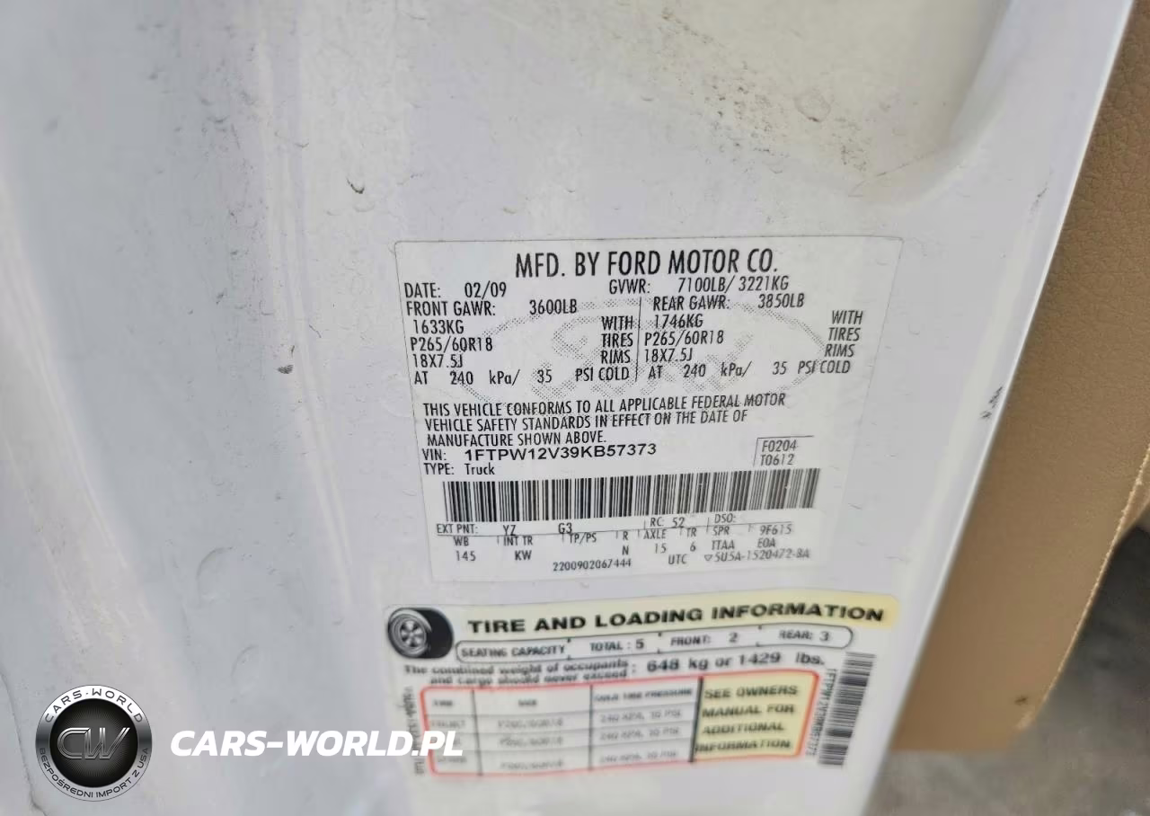 2009 Ford F150 Supercrew VIN:1FTPW12V39KB57373 - 12
