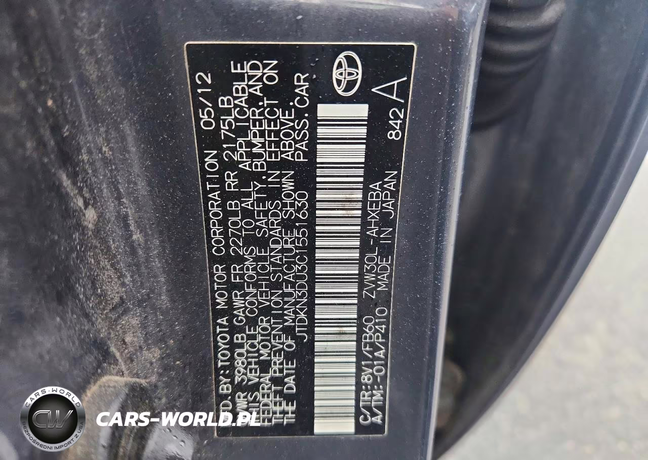 2012 Toyota Prius Two VIN:JTDKN3DU3C1551630 - 12