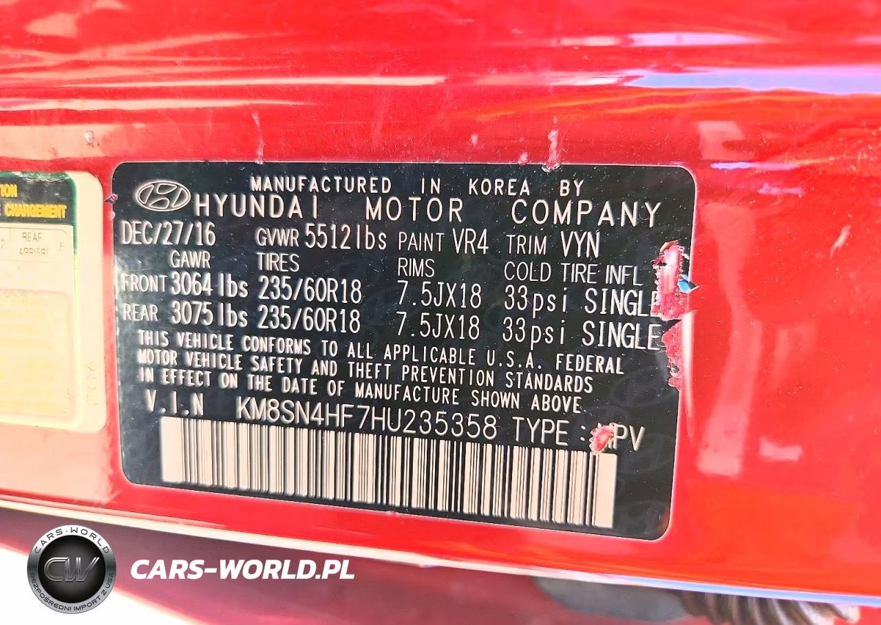 2017 Hyundai Santa Fe Se VIN:KM8SN4HF7HU235358 - 13