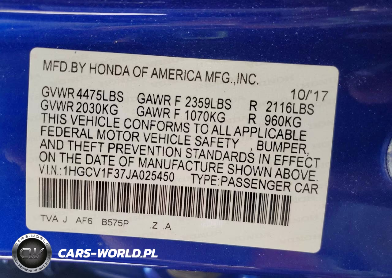 2018 Honda Accord Sport VIN:1HGCV1F37JA025450 - 12