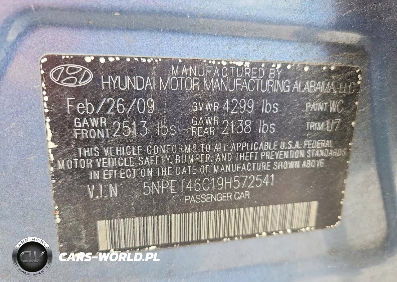2009 Hyundai Sonata Gls VIN:5NPET46C19H572541 - 12