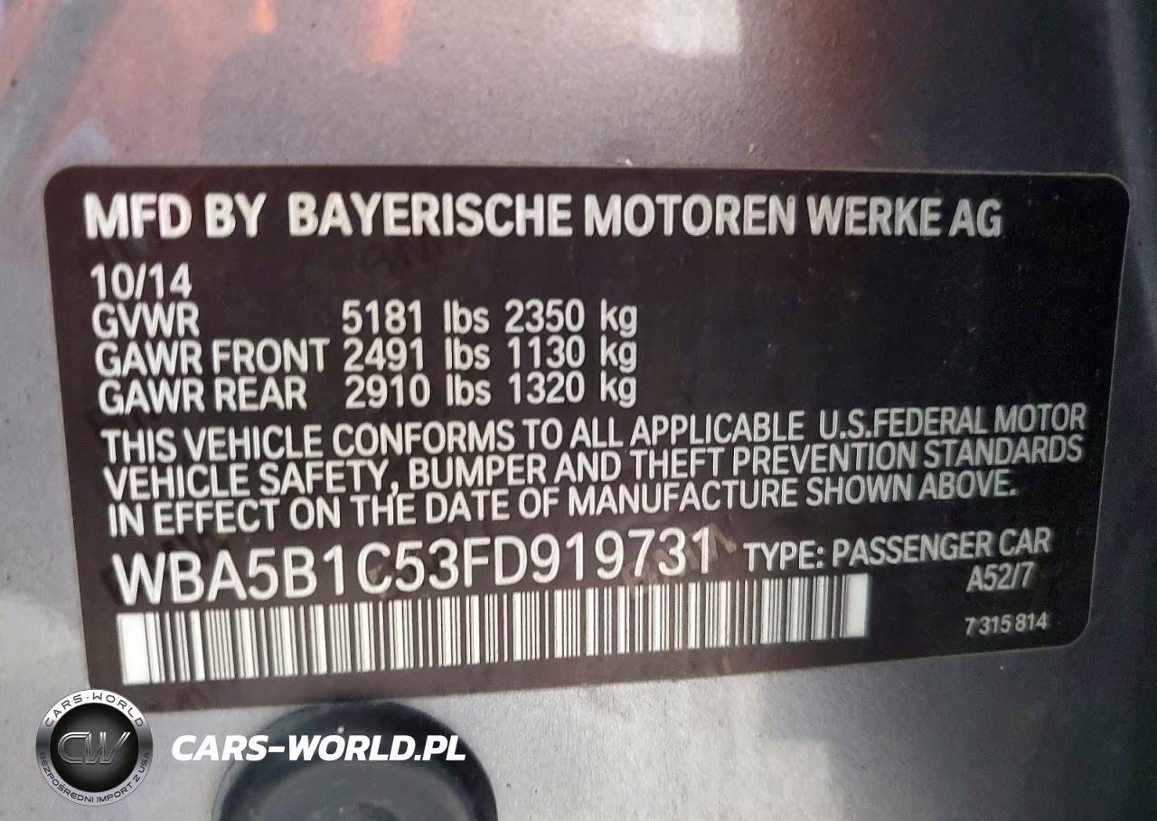 2015 BMW 535 I VIN:WBA5B1C53FD919731 - 12