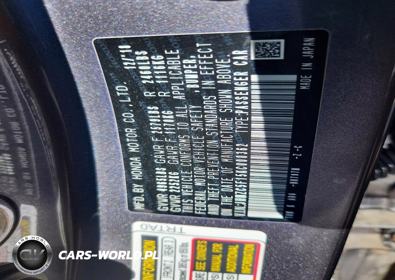 2019 Honda Clarity VIN:JHMZC5F15KC000362 - 12