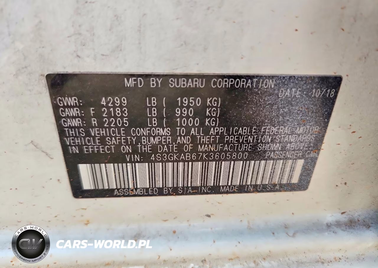 2019 Subaru Impreza VIN:4S3GKAB67K3605800 - 12
