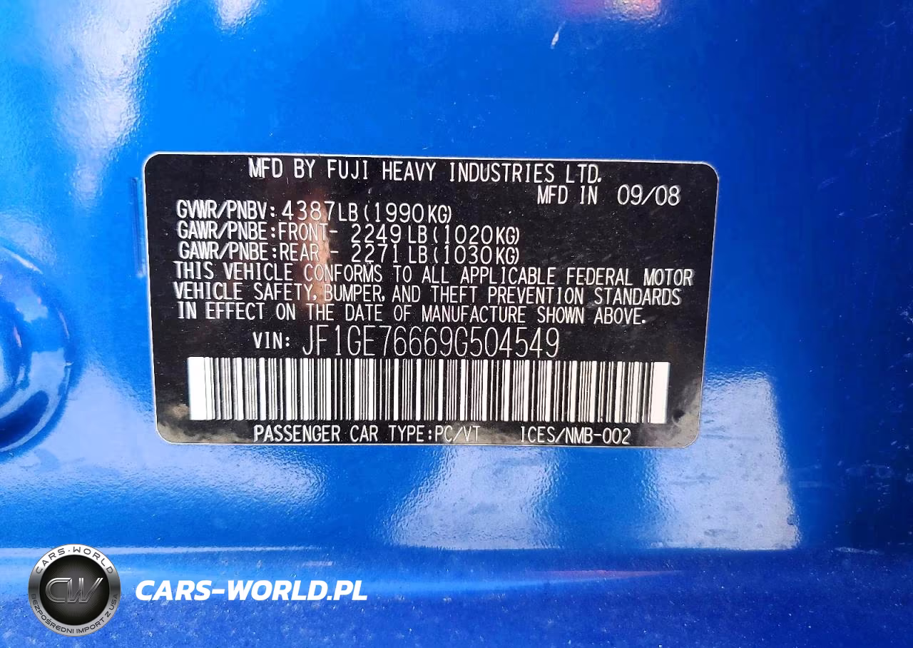 2009 Subaru Impreza VIN:JF1GE76669G504549 - 13