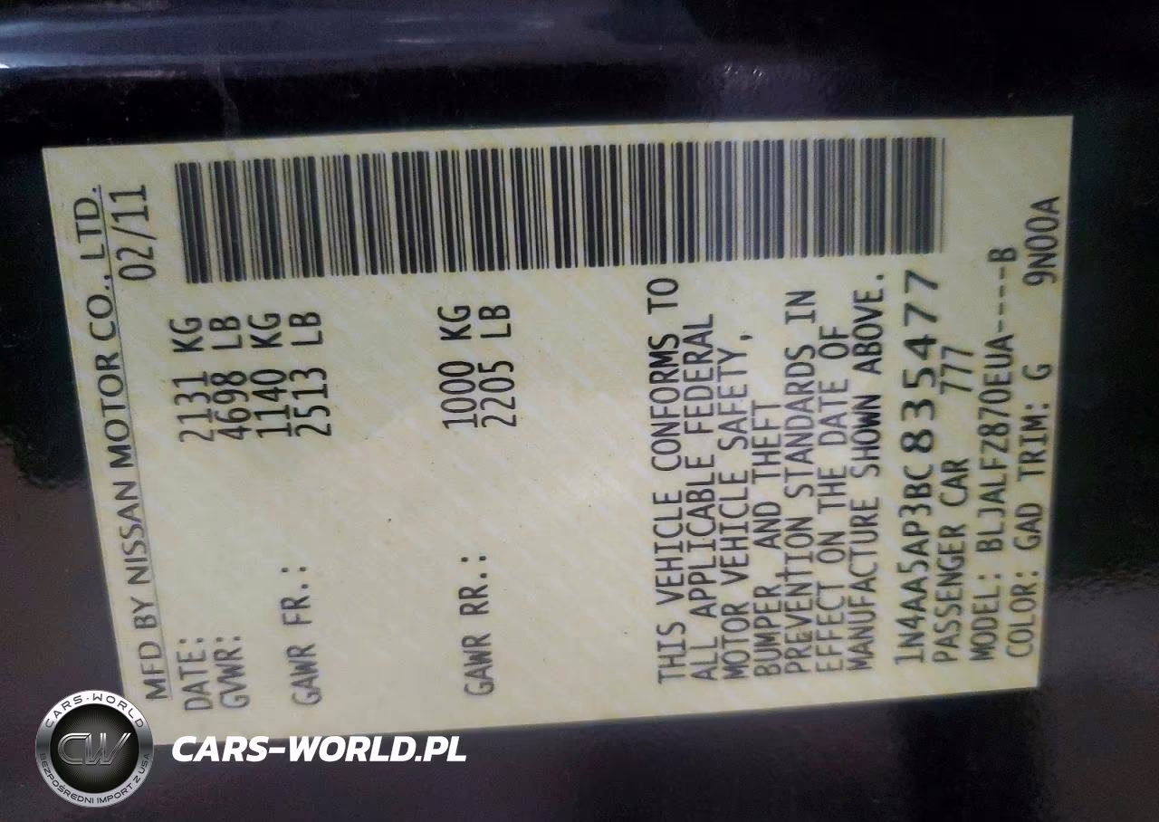 2011 Nissan Maxima 3.5 S VIN:1N4AA5AP3BC835477 - 12