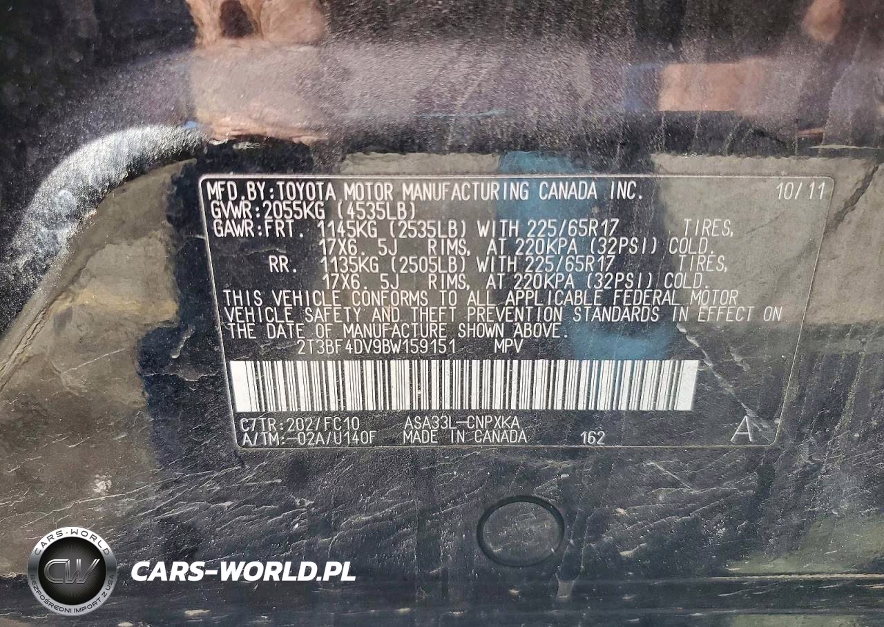 2011 Toyota Rav4 Base VIN:2T3BF4DV9BW159151 - 13