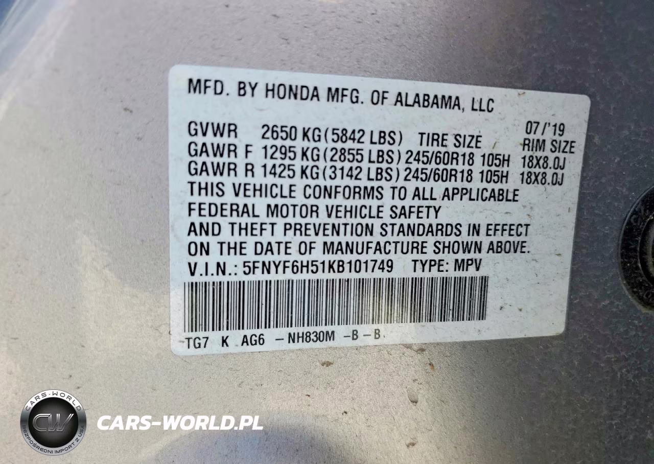 2019 Honda Pilot Exl VIN:5FNYF6H51KB101749 - 14
