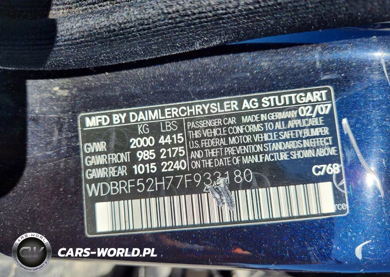 2007 Mercedes-Benz C 230 VIN:WDBRF52H77F933180 - 12