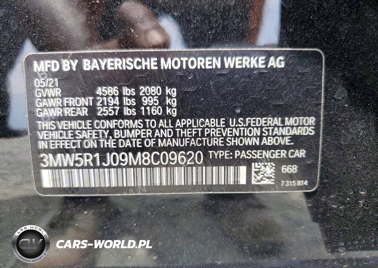 2021 BMW 330I VIN:3MW5R1J09M8C09620 - 12