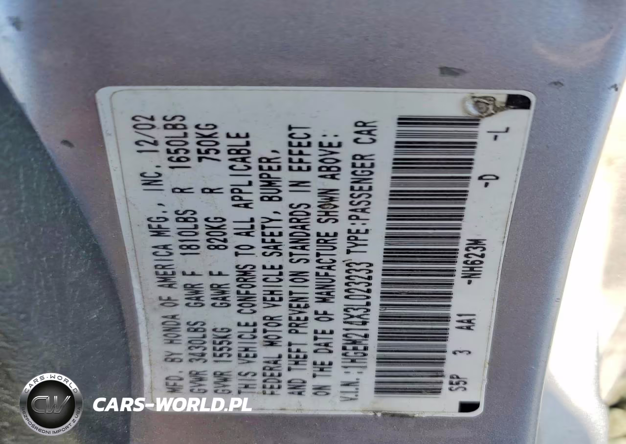 2003 Honda Civic Dx VIN:1HGEM214X3L023233 - 12