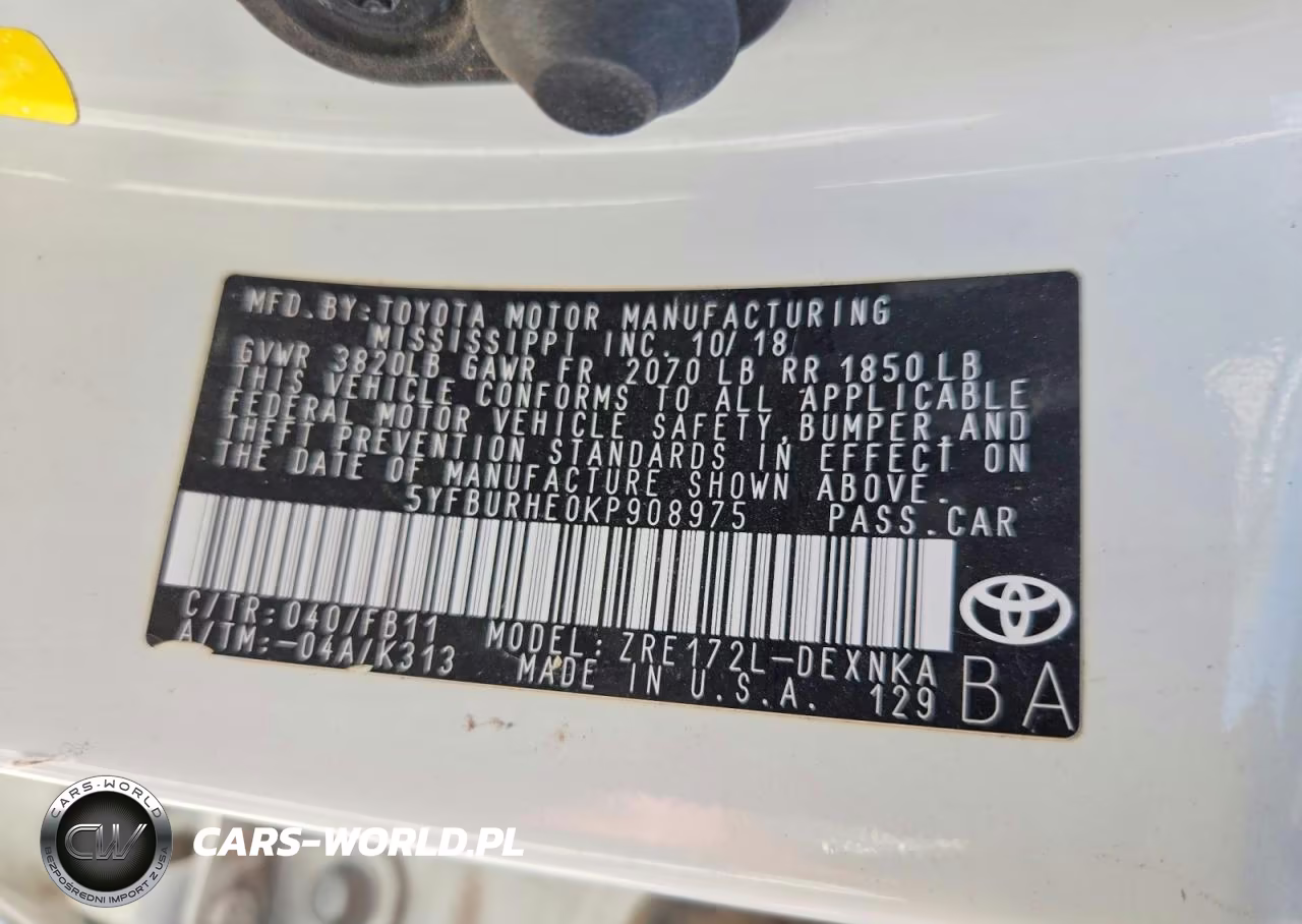 2019 Toyota Corolla Le VIN:5YFBURHE0KP908975 - 12