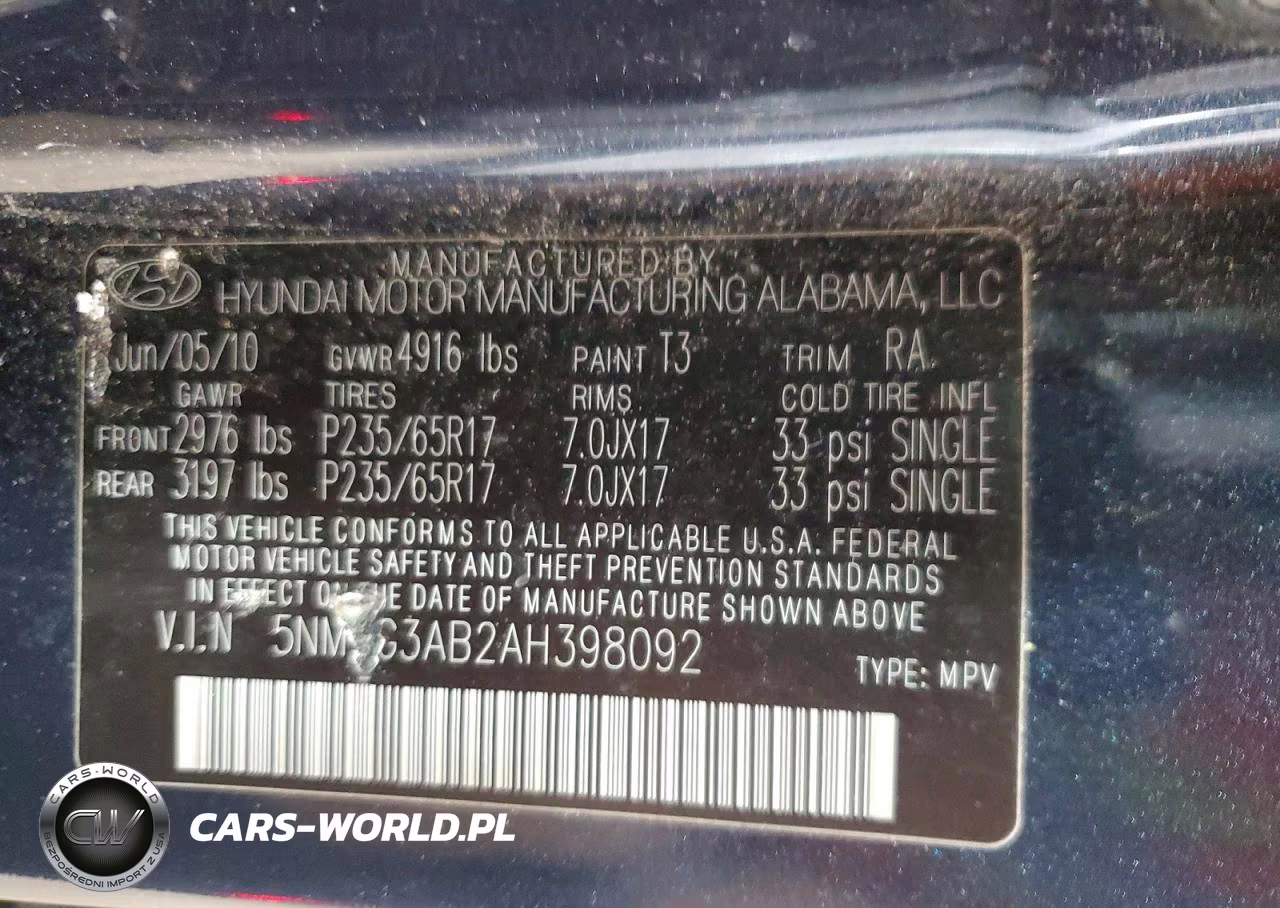 2010 Hyundai Santa Fe Gls VIN:5NMSG3AB2AH398092 - 13