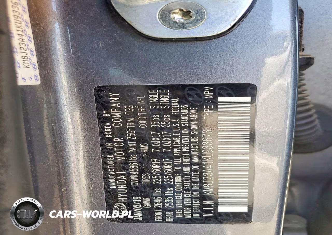 2019 Hyundai Tucson Se VIN:KM8J23A41KU933673 - 12