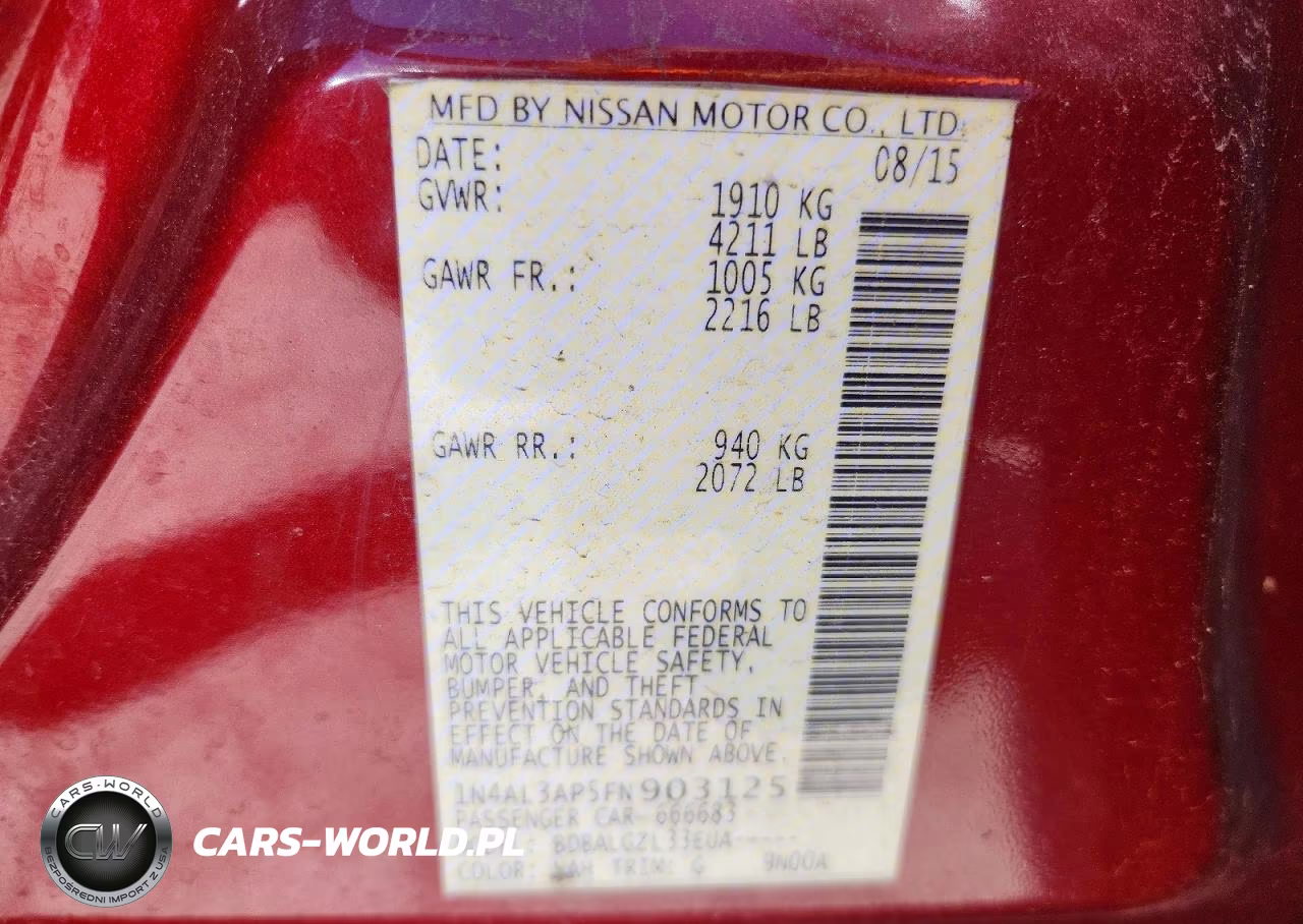 2015 Nissan Altima 2.5 S VIN:1N4AL3AP5FN903125 - 12