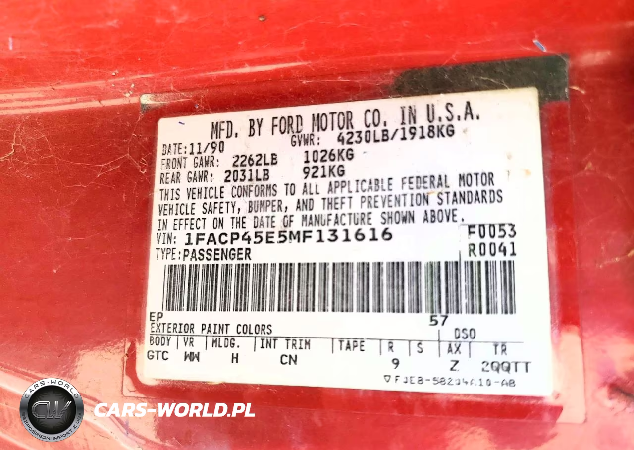 1991 Ford Mustang Gt VIN:1FACP45E5MF131616 - 12