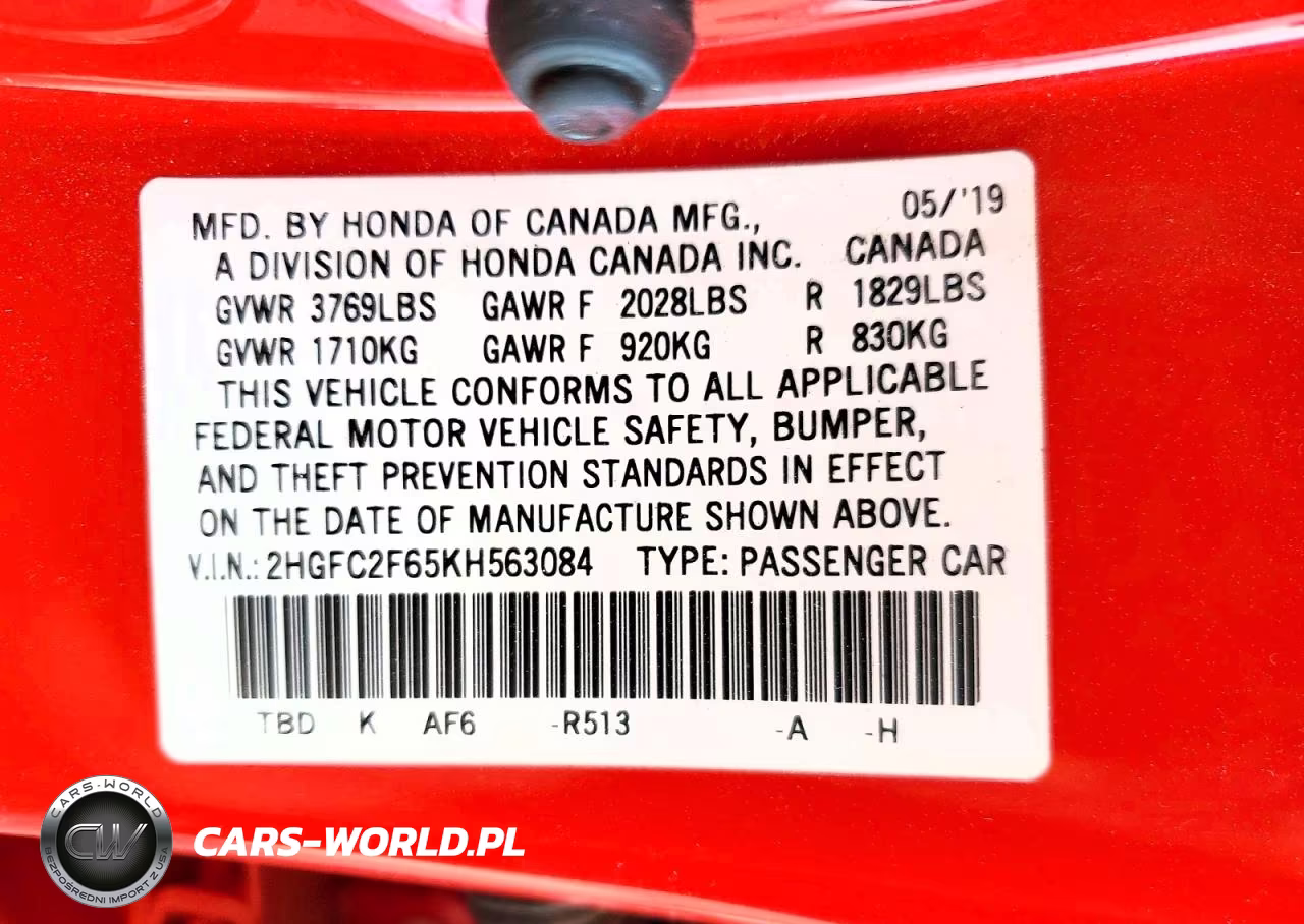 2019 Honda Civic Lx VIN:2HGFC2F65KH563084 - 13