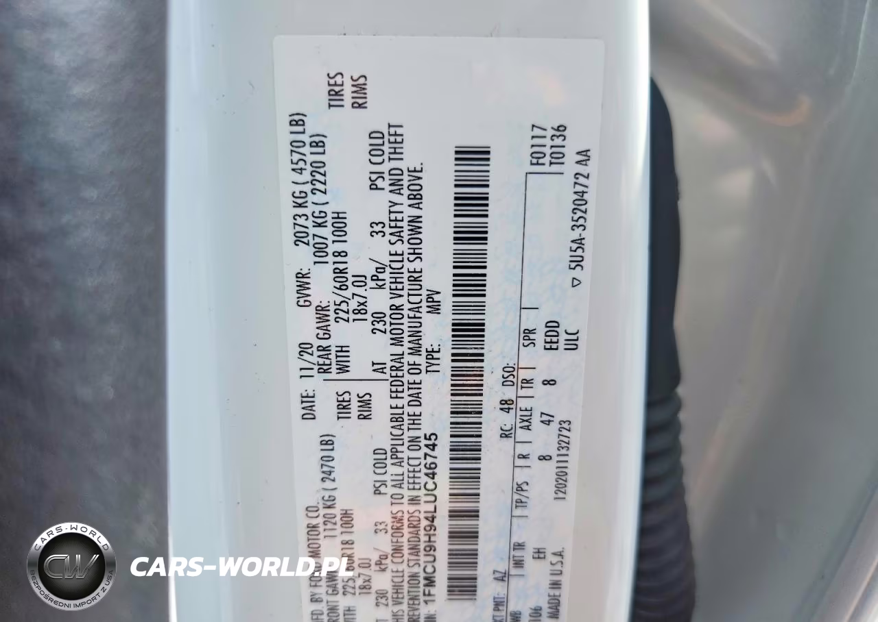 2020 Ford Escape Sel VIN:1FMCU9H94LUC46745 - 14