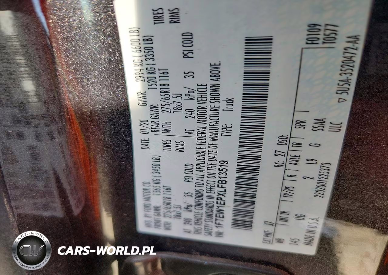 2020 Ford F150 Supercrew VIN:1FTEW1EPXLFB13519 - 12