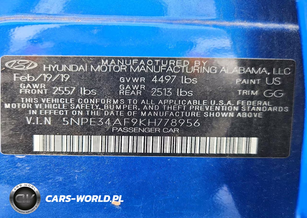2019 Hyundai Sonata Sel VIN:5NPE34AF9KH778956 - 13
