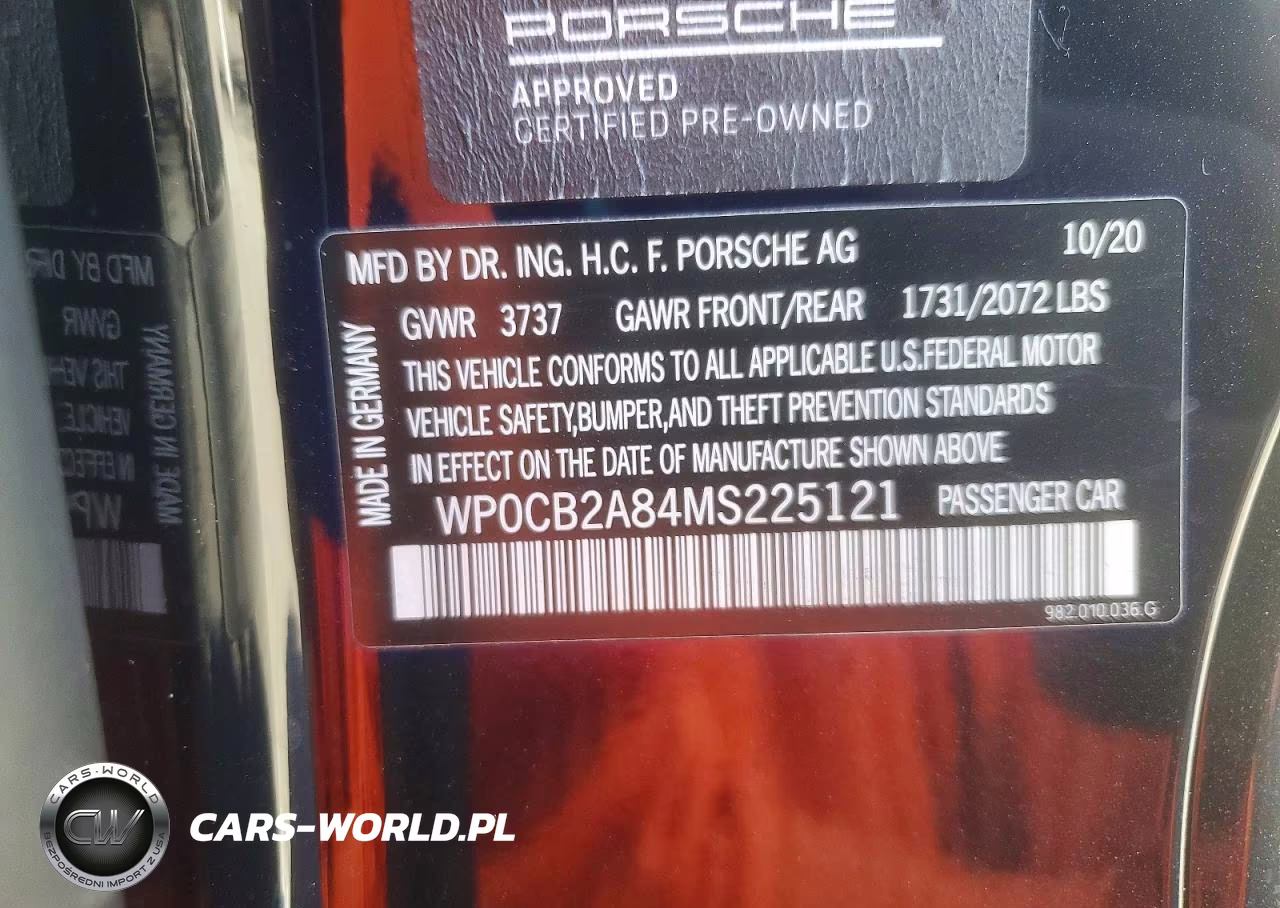 2021 Porsche Boxster VIN:WP0CB2A84MS225121 - 12